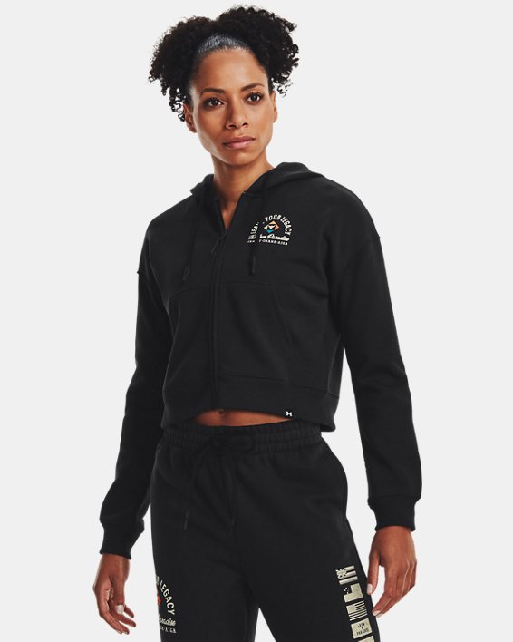 Women's Project Rock Heavyweight Terry Family Full-Zip in Black image number 0